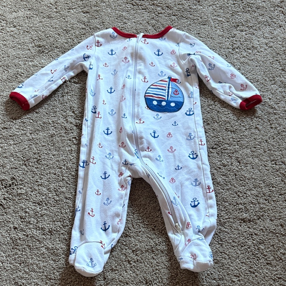 Wonder Nation Nautical Print Kids Footie Pajamas